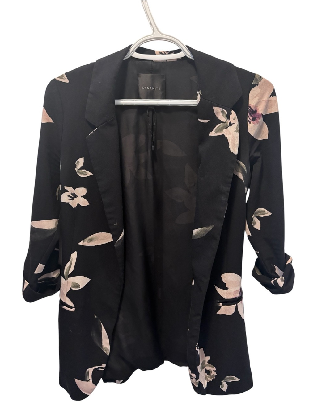 Dynamite Black Blazer with Pink Floral Print
